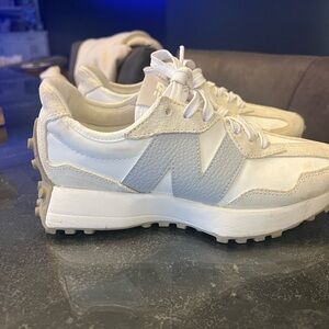 New Balance White and Cream Sneakers